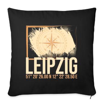 Leipzig Koordinaten - Sofakissenbezug 45 x 45 cm - Schwarz - Vorne