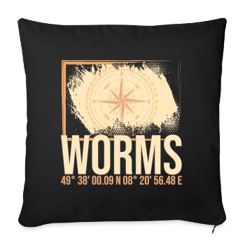 Worms Koordinaten - Sofakissenbezug 45 x 45 cm - Schwarz - Vorne