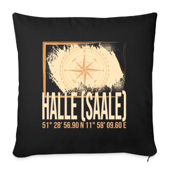 Halle Saale Koordinaten - Sofakissenbezug 45 x 45 cm - Schwarz - Vorne
