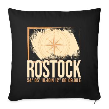 Rostock Koordinaten - Sofakissenbezug 45 x 45 cm - Schwarz - Vorne