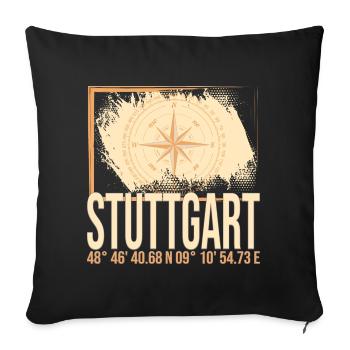 Stuttgart Koordinaten - Sofakissenbezug 45 x 45 cm - Schwarz - Vorne
