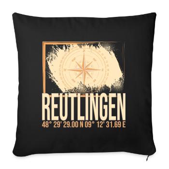 Reutlingen Koordinaten - Sofakissenbezug 45 x 45 cm - Schwarz - Vorne