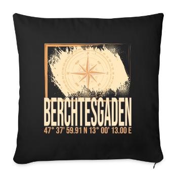 Berchtesgaden Koordinaten - Sofakissenbezug 45 x 45 cm - Schwarz - Vorne