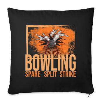Bowling - Spare - Split - Strike - Sofakissenbezug 45 x 45 cm - Schwarz - Vorne