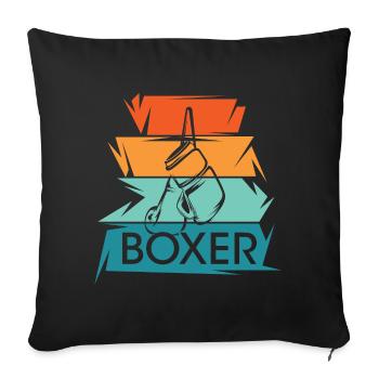retro boxing gloves boxer vintage gym martial arts - Sofa pillowcase 17,3'' x 17,3'' (45 x 45 cm) - black - Front