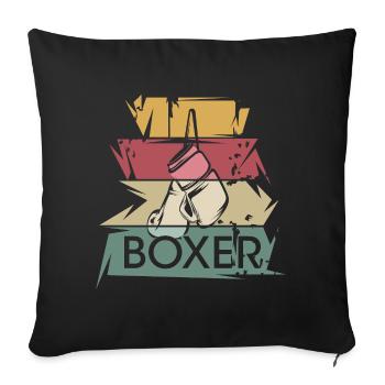 gants de boxe rétro boxeurs icône de boxe vintage - Housse de coussin décorative 45 x 45 cm - noir - Devant