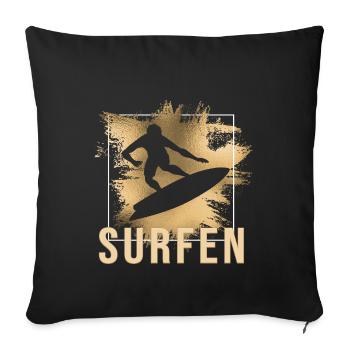 Surfen - Sofakissenbezug 45 x 45 cm - Schwarz - Vorne