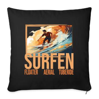 Floater - Aerial - Tuberide - Surfen - Sofakissenbezug 45 x 45 cm - Schwarz - Vorne