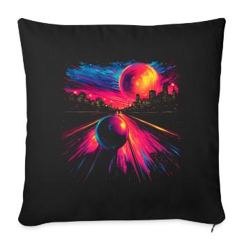 Look de bowling rétro des années 80 - Housse de coussin décorative 45 x 45 cm - noir - Devant