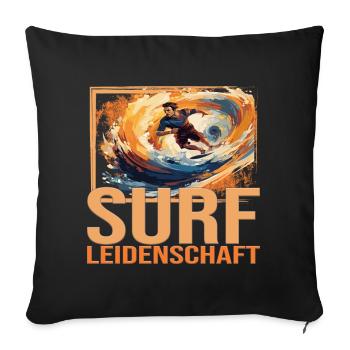 Surf Leidenschaft - Sofakissenbezug 45 x 45 cm - Schwarz - Vorne