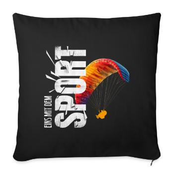 Eins mit dem Sport - Paragliden - Sofakissenbezug 45 x 45 cm - Schwarz - Vorne
