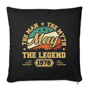 Mai 1978 - Cadeau d’anniversaire né en Mai 1978 - Housse de coussin décorative 45 x 45 cm - noir - Devant
