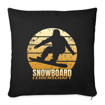 Snowboard Leidenschaft - Sofakissenbezug 45 x 45 cm - Schwarz - Vorne