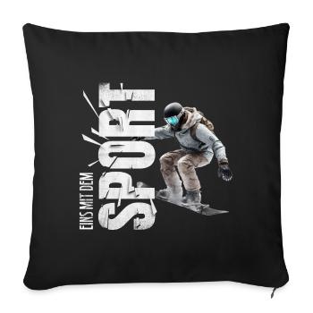 Eins mit dem Sport - Snowboard - Sofakissenbezug 45 x 45 cm - Schwarz - Vorne