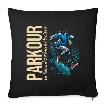 Parkour: Die Kunst des urbanen Abenteuers - Sofakissenbezug 45 x 45 cm - Schwarz - Vorne