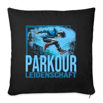 Parkour Leidenschaft - Sofakissenbezug 45 x 45 cm - Schwarz - Vorne