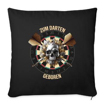 Zum Darten geboren - Sofakissenbezug 45 x 45 cm - Schwarz - Vorne