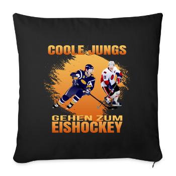 Coole Jungs gehen zum Eishockey - Sofakissenbezug 45 x 45 cm - Schwarz - Vorne