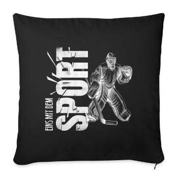 Eins mit dem Sport - Eishockey - Sofakissenbezug 45 x 45 cm - Schwarz - Vorne