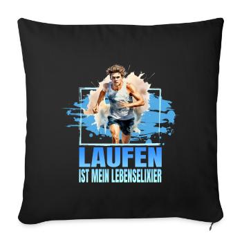 Laufen ist mein Lebenselixier - Sofakissenbezug 45 x 45 cm - Schwarz - Vorne