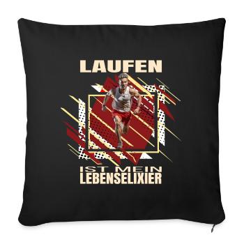Laufen ist mein Lebenselixier - Sofakissenbezug 45 x 45 cm - Schwarz - Vorne