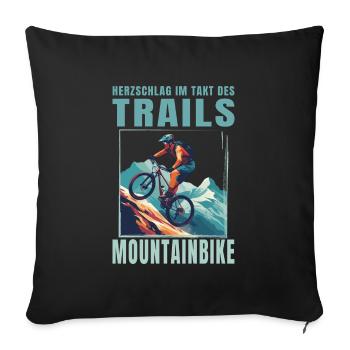 Herzschlag im Takt des Trails - Sofakissenbezug 45 x 45 cm - Schwarz - Vorne