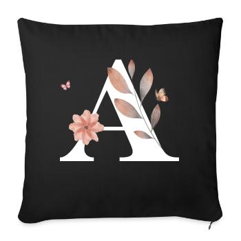 Lettre a fleurs sauvages aquarelles - Housse de coussin décorative 45 x 45 cm - noir - Devant