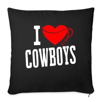 I LOVE COWBOYS WHITE DESIGN - Sofa pillowcase 17,3'' x 17,3'' (45 x 45 cm) - black - Front