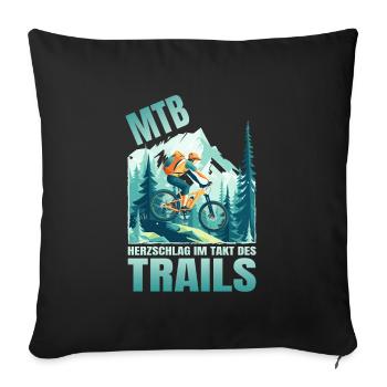 Herzschlag im Takt des Trails - Sofakissenbezug 45 x 45 cm - Schwarz - Vorne