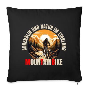 MTB: Adrenalin und Natur im Einklang - Sofakissenbezug 45 x 45 cm - Schwarz - Vorne