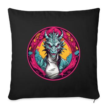 Fire Dragon Dragon Portrait for Dragon Fans Dragon - Sofa pillowcase 17,3'' x 17,3'' (45 x 45 cm) - black - Front