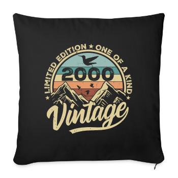 Cadeau d’anniversaire original vintage 2000 2000 - Housse de coussin décorative 45 x 45 cm - noir - Devant