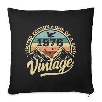 Original Jahrgang 1976 Geburtstagsgeschenk 1976 - Sofakissenbezug 45 x 45 cm - Schwarz - Vorne