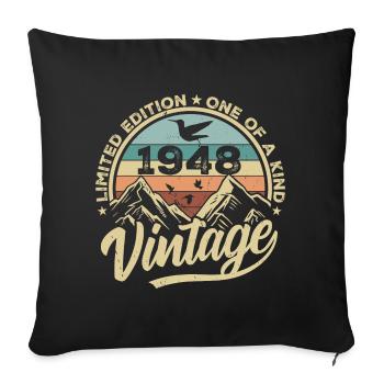 Original Jahrgang 1948 Geburtstagsgeschenk 1948 - Sofakissenbezug 45 x 45 cm - Schwarz - Vorne