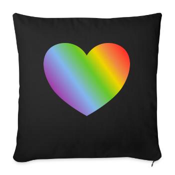 Rainbow heart - Sofa pillowcase 17,3'' x 17,3'' (45 x 45 cm) - black - Front