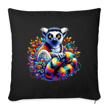 Lémurien - Housse de coussin décorative 45 x 45 cm - noir - Devant