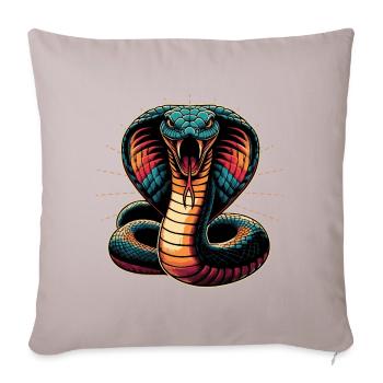 motif serpent Cobra dynamique et coloré - Housse de coussin décorative 45 x 45 cm - taupe clair - Devant