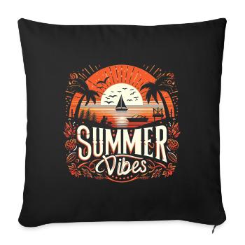 Ambiance estivale tropicale : l’aventure au coucher du soleil vous attend - Housse de coussin décorative 45 x 45 cm - noir - Devant