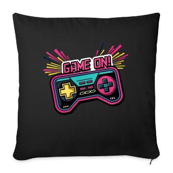 GAME ON. GAME CONTROLLER. GAME PAD - Sofa pillowcase 17,3'' x 17,3'' (45 x 45 cm) - black - Front