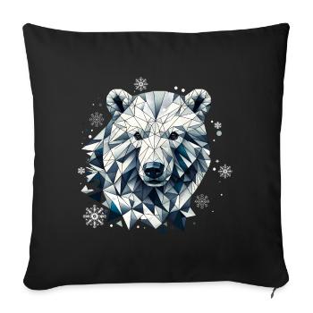 Geometric Polar Bear Head - Polygons Motif - Sofa pillowcase 17,3'' x 17,3'' (45 x 45 cm) - black - Front