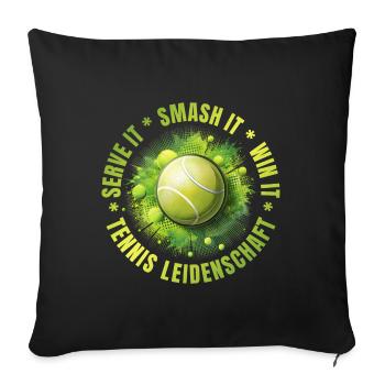 Serve it - Smash it - win it - Sofakissenbezug 45 x 45 cm - Schwarz - Vorne