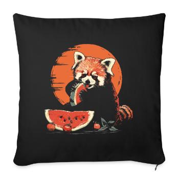 Panda roux Chat Ours Panda roux Pastèque - Housse de coussin décorative 45 x 45 cm - noir - Devant