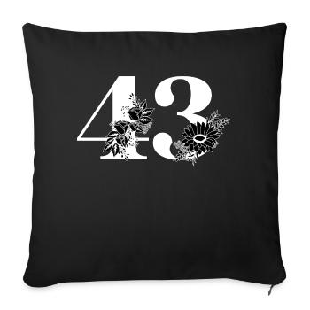 Number 43 Black Floral - 43rd Floral Birthday - Sofa pillowcase 17,3'' x 17,3'' (45 x 45 cm) - black - Front