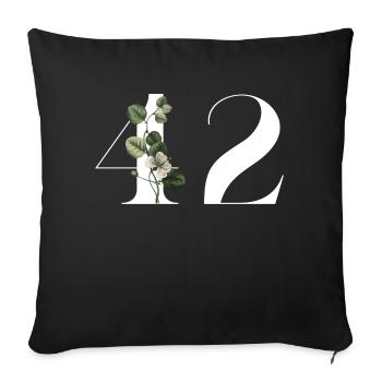 Number 42 Floral Green - 42nd Floral Birthday - Sofa pillowcase 17,3'' x 17,3'' (45 x 45 cm) - black - Front
