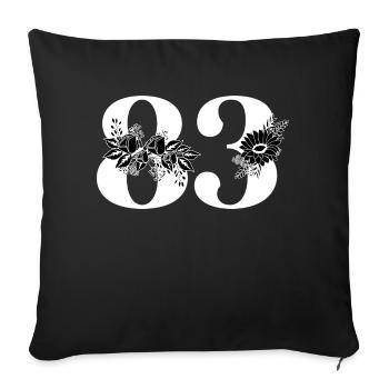 Numéro 83 floral noir - 83e anniversaire floral - Housse de coussin décorative 45 x 45 cm - noir - Devant
