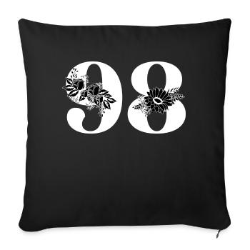 Nummer 98 Schwarze Blumen - 98. Blumengeburtstag - Sofakissenbezug 45 x 45 cm - Schwarz - Vorne