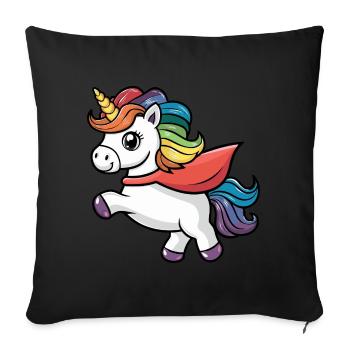Lustiges Einhorn als Held für einen Superheld - Sofakissenbezug 45 x 45 cm - Schwarz - Vorne