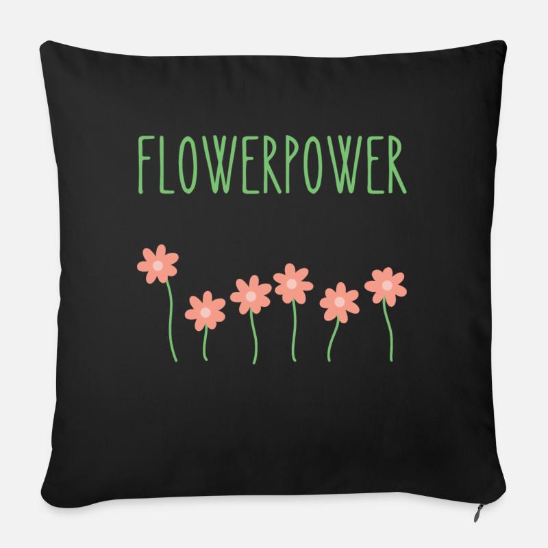 Flowerpower - Sofakissenbezug 45 x 45 cm - Schwarz