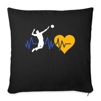 Battement de coeur volley ball - Housse de coussin décorative 45 x 45 cm - noir - Devant