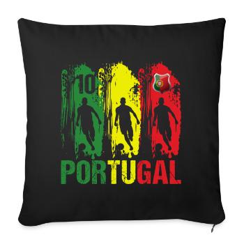 Drapeau Portugal Cadeau Football Portugais N° 10 - Housse de coussin décorative 45 x 45 cm - noir - Devant